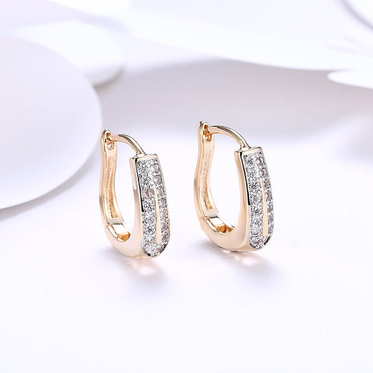 0.60" Double Row Huggie Earring in Goldtone