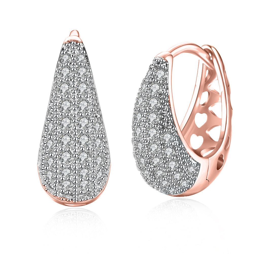 Valentines Crystal Pav'e Earrings Set in RoseGoldtone Gold