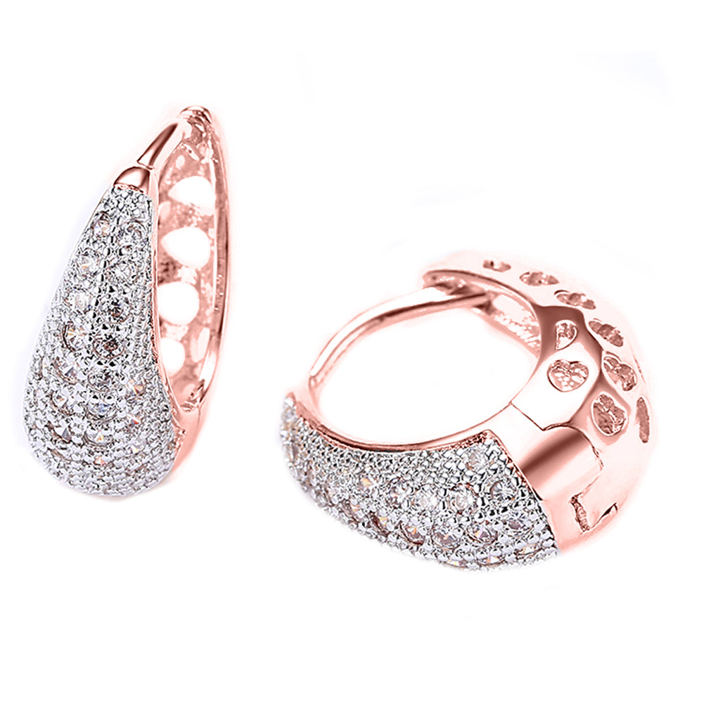 Valentines Crystal Pav'e Earrings Set in RoseGoldtone Gold