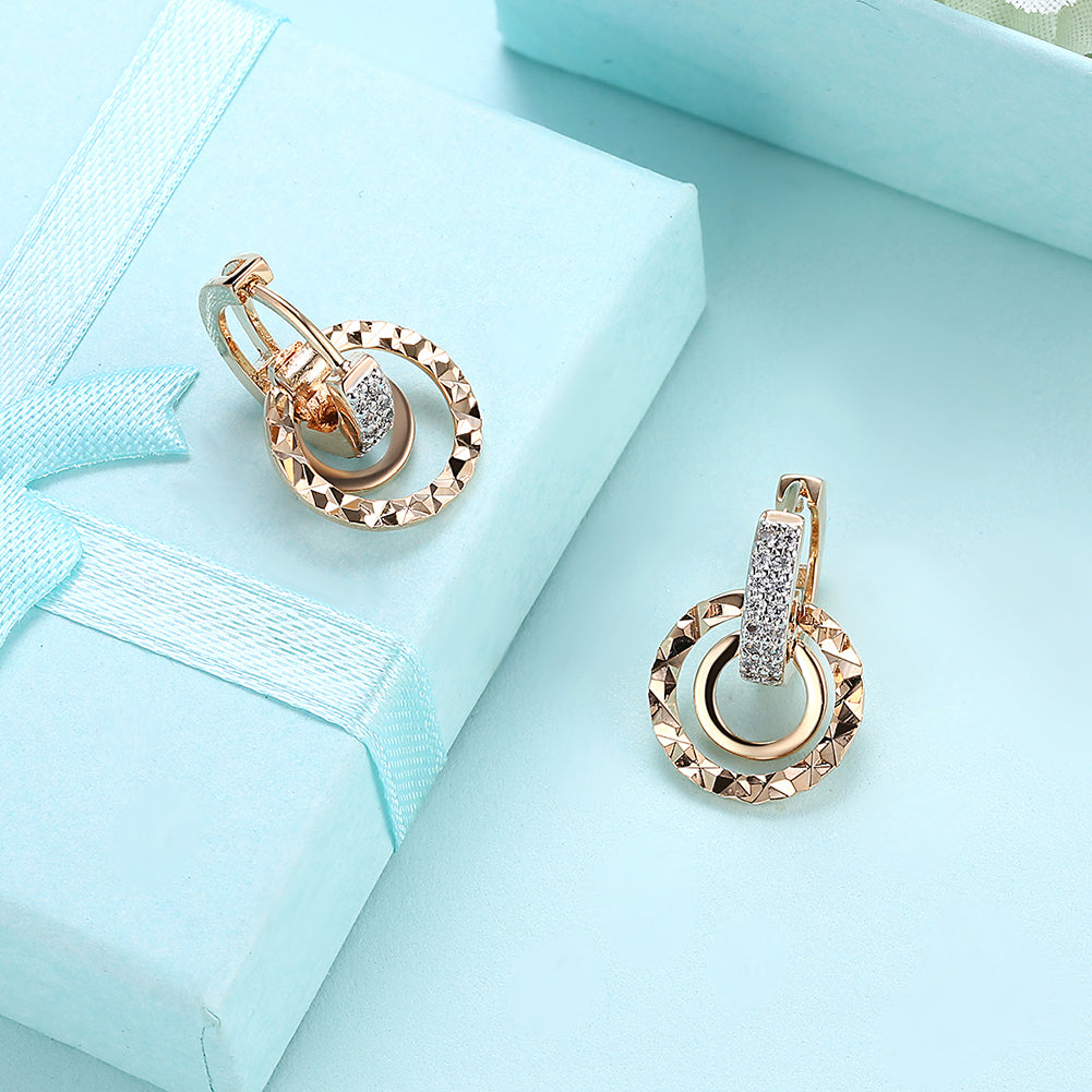 Pave Sqaure Huggie Earring in Goldtone