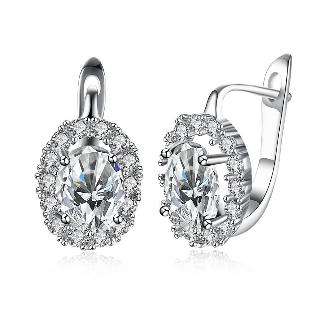 White Elements Leverback Earrings in Silvertone