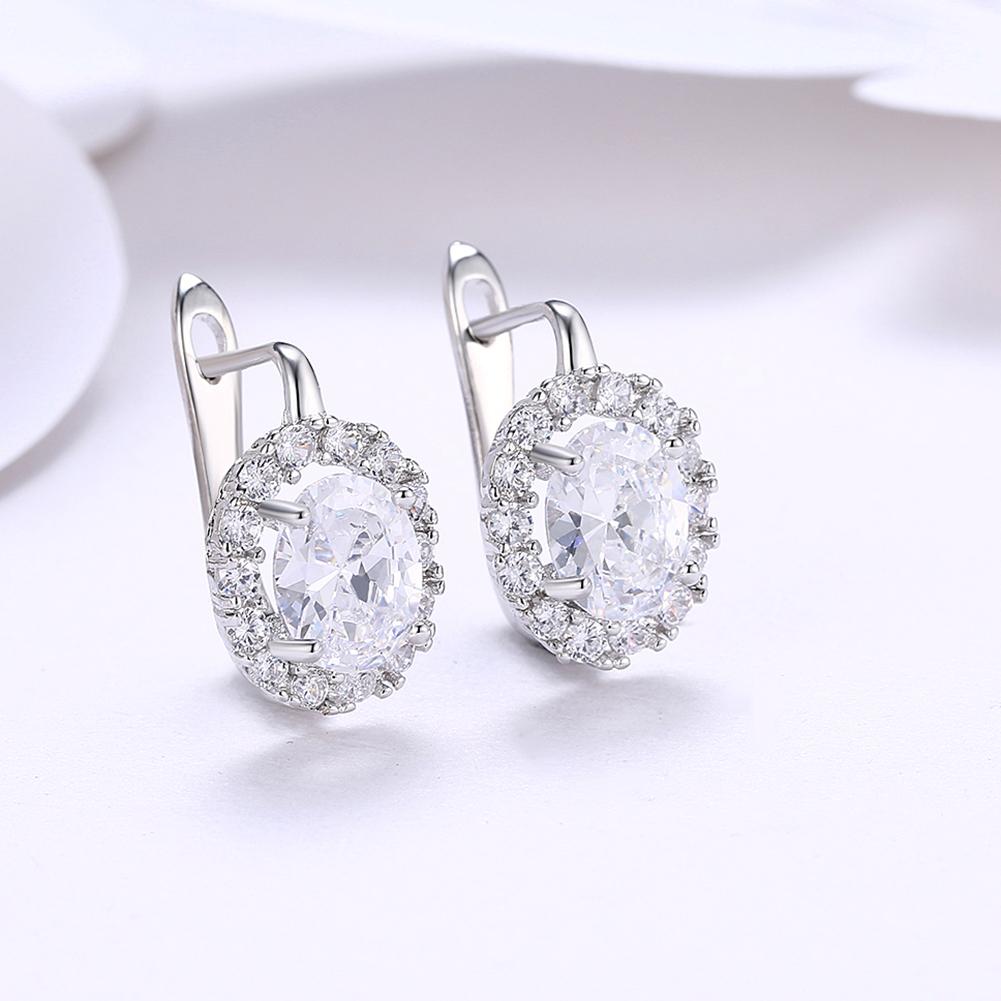 White Elements Leverback Earrings in Silvertone
