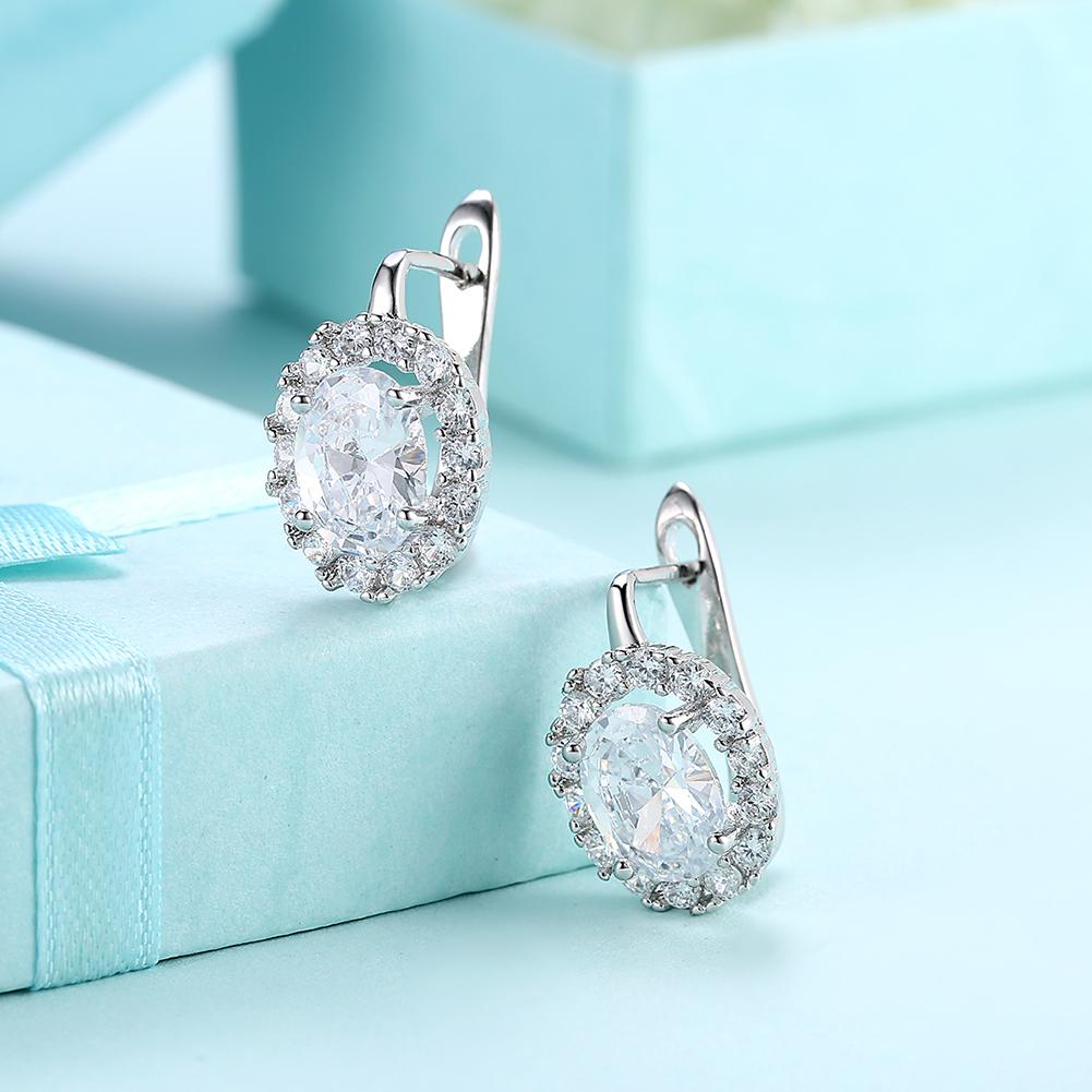 White Elements Leverback Earrings in Silvertone