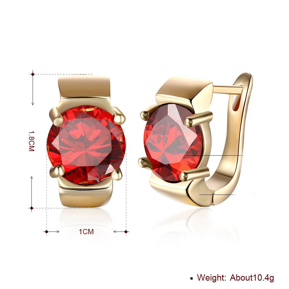 1.00 Ct Ruby Round Cut Huggie Earring in Goldtone