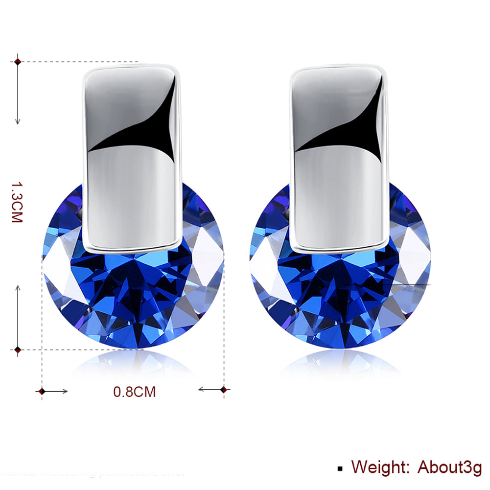 Sapphire Stud Earring in Silvertone