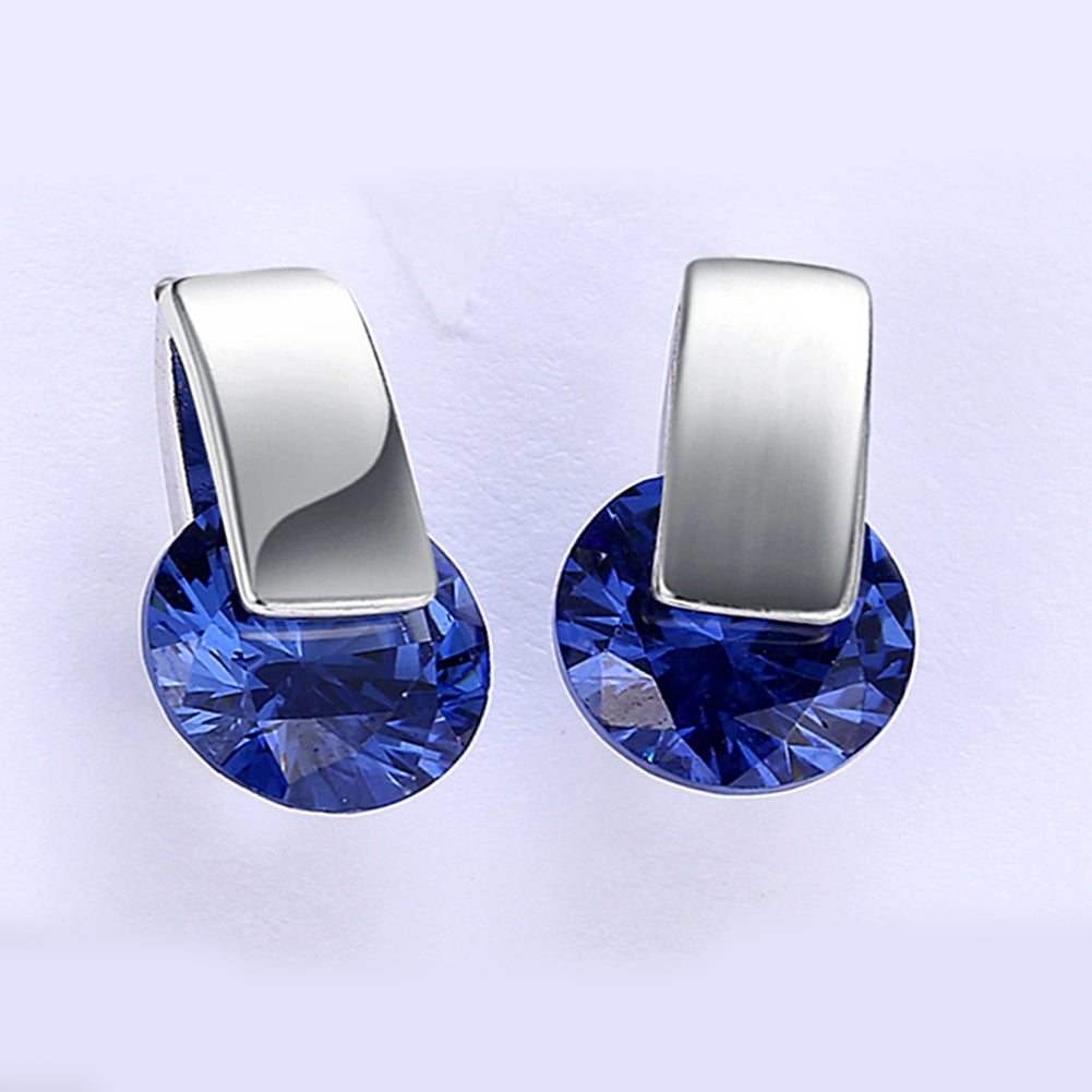 Sapphire Stud Earring in Silvertone