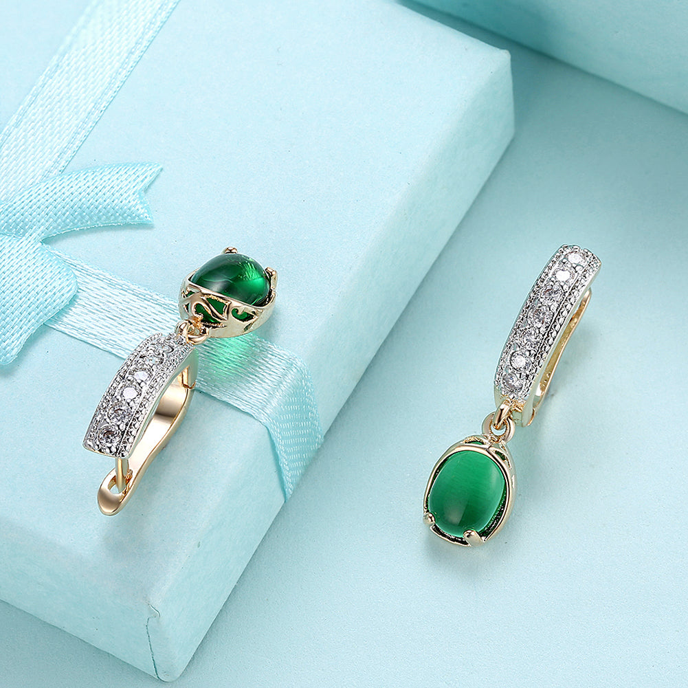 GreenStone Classic Resin Drop Earring in Goldtone