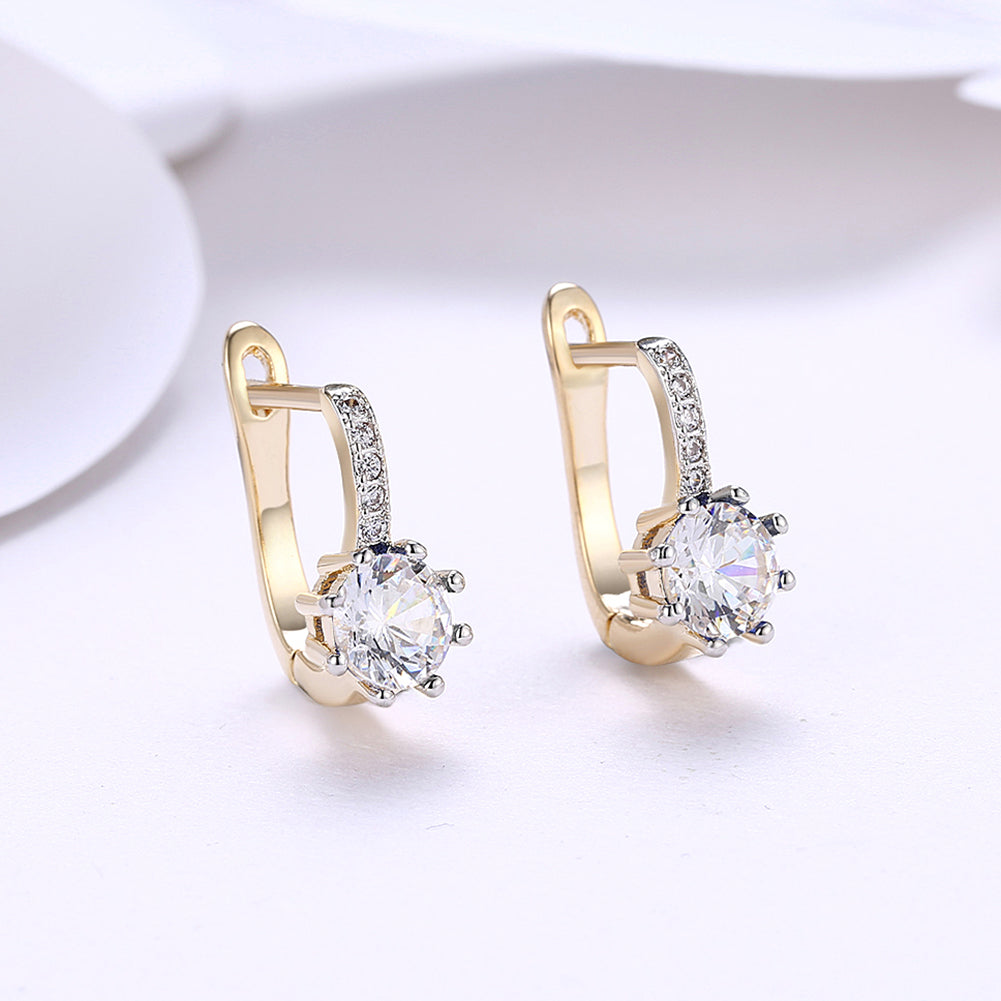 White Topaz 0.70 CT Round Huggie Earring in Silvertone