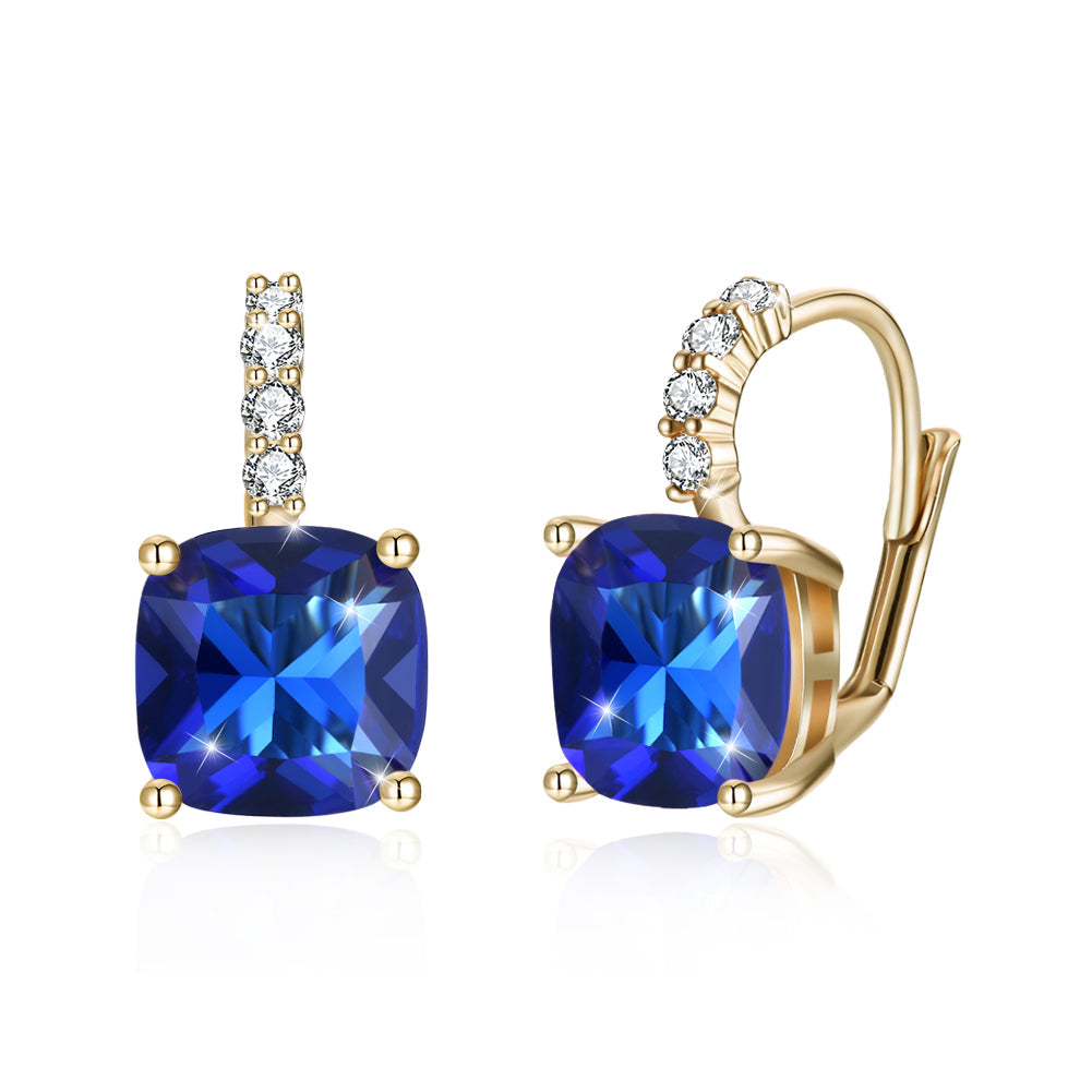 Iridescent Amethyst Ascher Cut Pave Leverback in Goldtone