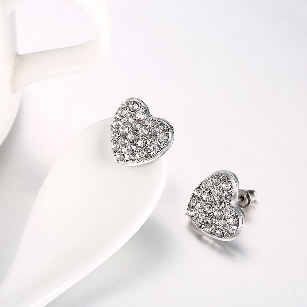 Micro-Pav'e Elements Heart Shaped Studs in Silvertone