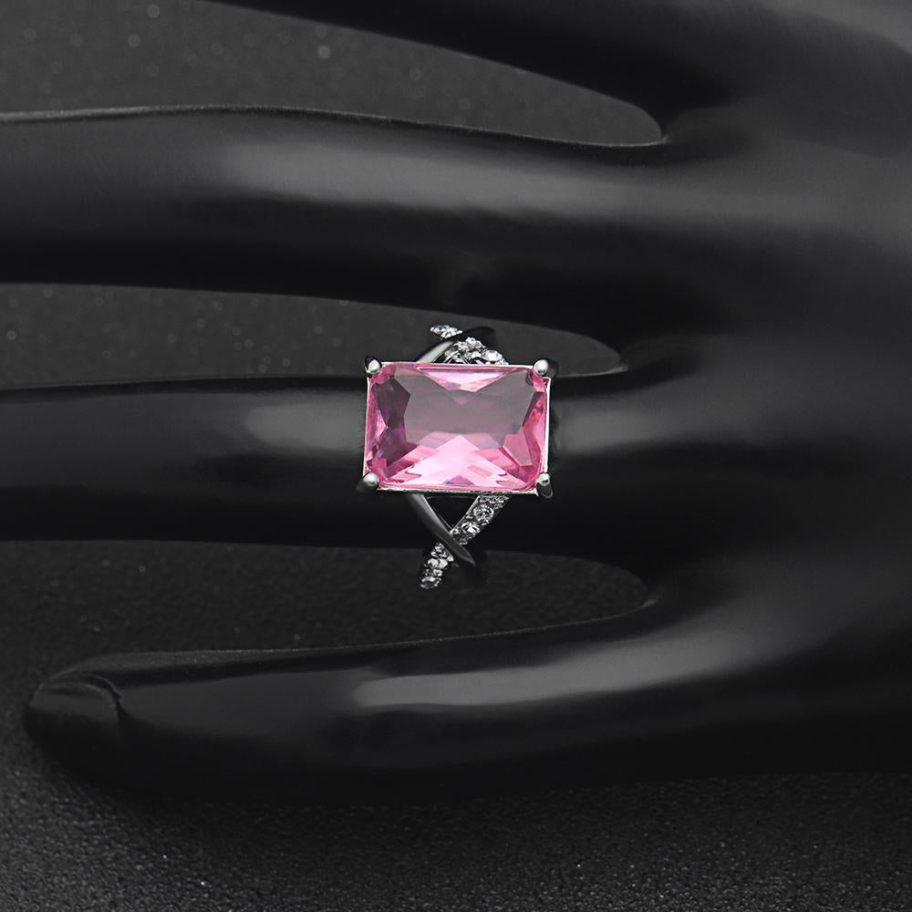 EMERALD CUT PINK CRYSTAL SWIRL RING MADE WITH SWAROVSKI ELEMENTS, , Riakoob Jewelry, Riakoob Jewelry jewelryjewelry deals, swarovski crystal jewelry, groupon jewelry,, jewelry for mom,