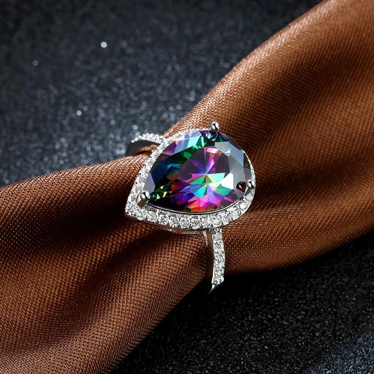 4.00 CTTW Rainbow Topaz Pear Cut Sterling Silver Ring, Rings, Riakoob Jewelry, Riakoob Jewelry jewelryjewelry deals, swarovski crystal jewelry, groupon jewelry,, jewelry for mom,