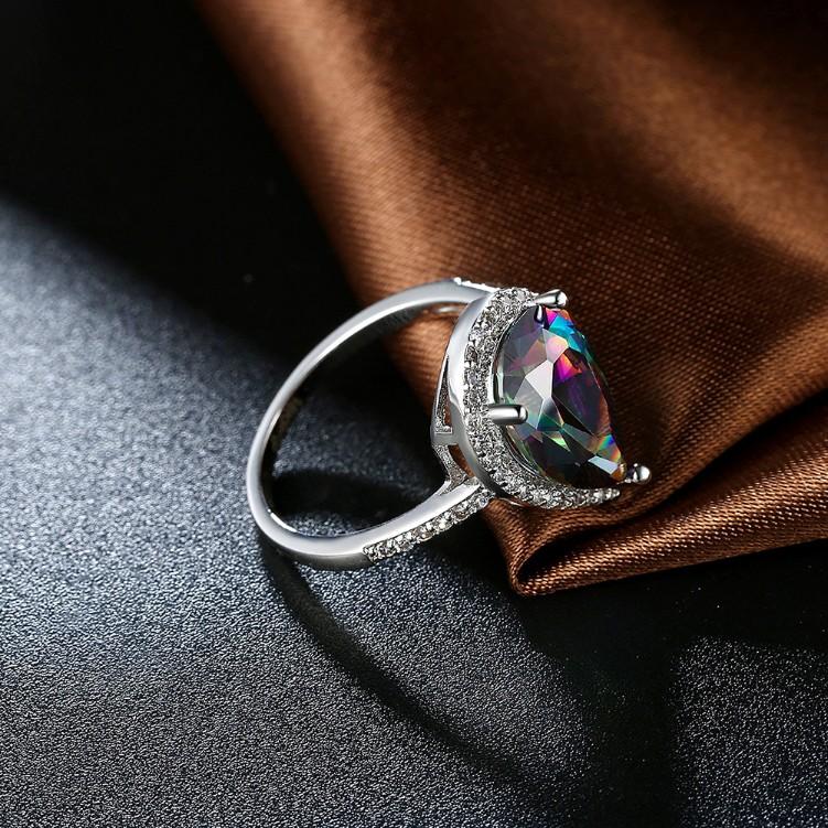 4.00 CTTW Rainbow Topaz Pear Cut Sterling Silver Ring, Rings, Riakoob Jewelry, Riakoob Jewelry jewelryjewelry deals, swarovski crystal jewelry, groupon jewelry,, jewelry for mom,