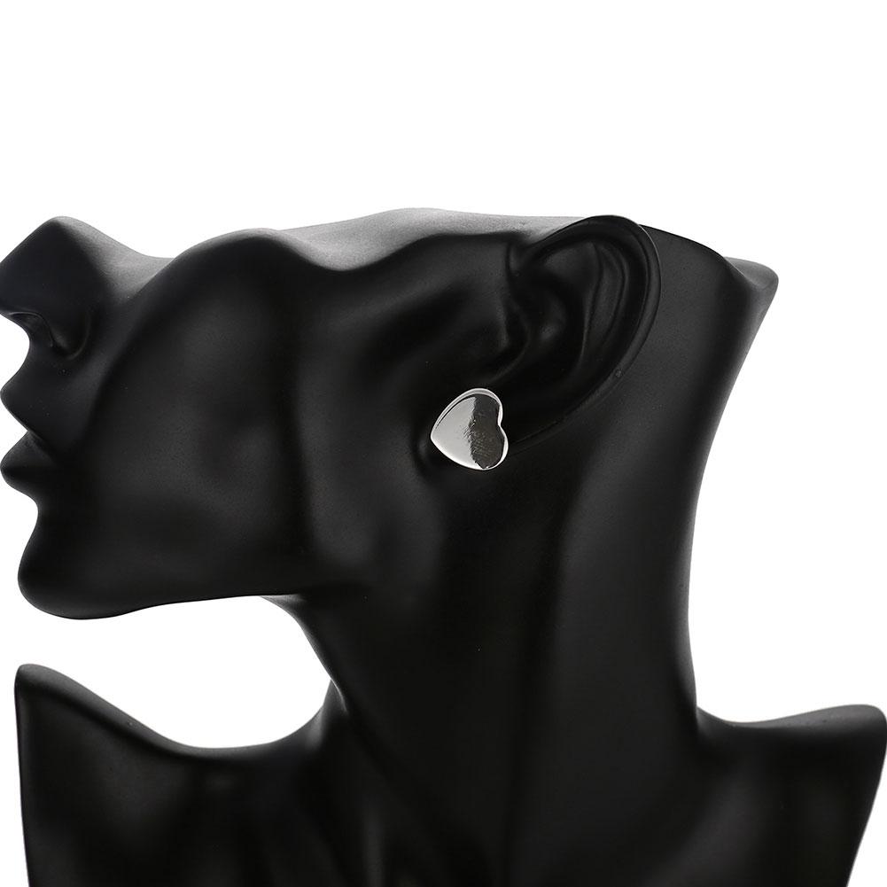 Smooth Heart Stud Earring in Silvertone