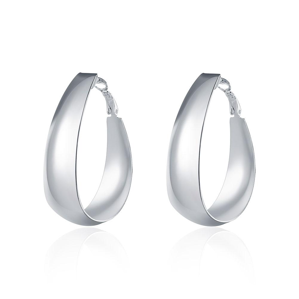Large Cut Hoop Earring in Silvertone