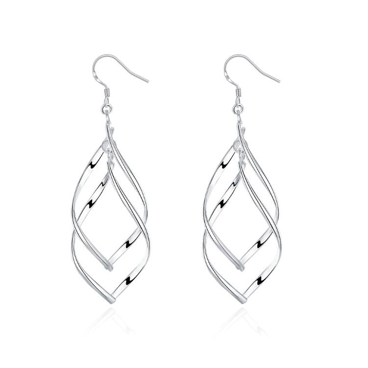 Silver Spiral Hook Earrings Set in Silvertone - Riakoob Jewelry www.goldennycjewelry.com fashion jewelry for women