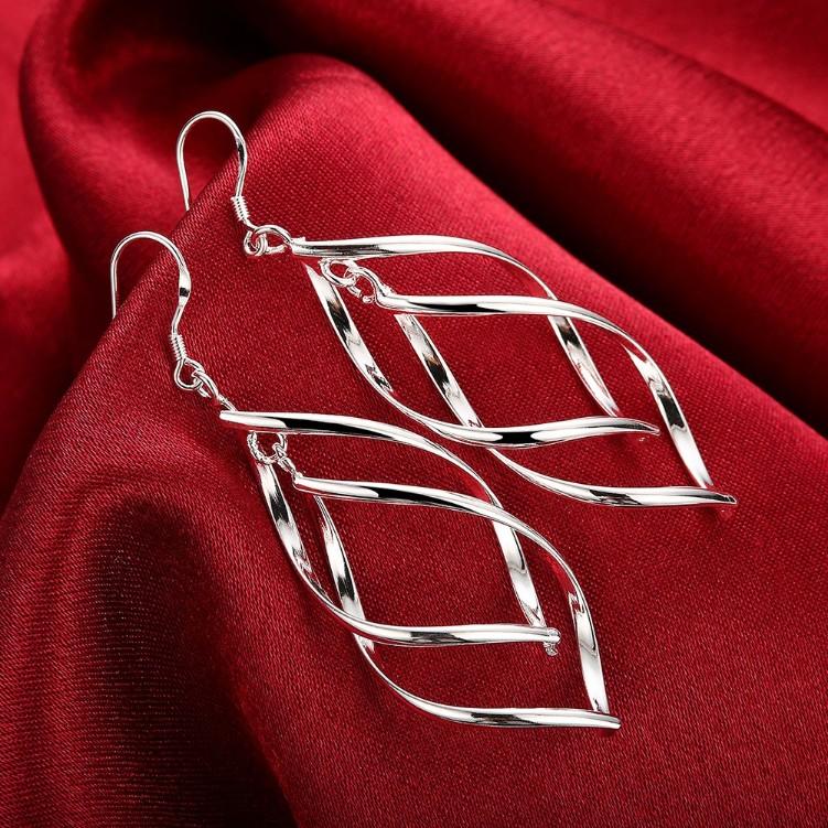 Silver Spiral Hook Earrings Set in Silvertone - Riakoob Jewelry www.goldennycjewelry.com fashion jewelry for women