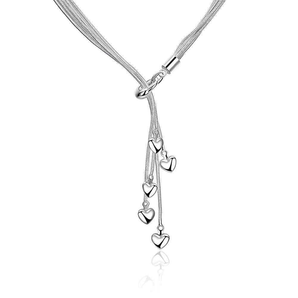 5 Dangling Heart in Silvertone 18", Necklace, Riakoob Jewelry, Riakoob Jewelry jewelryjewelry deals, swarovski crystal jewelry, groupon jewelry,, jewelry for mom,