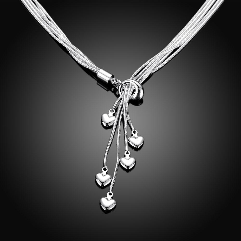 5 Dangling Heart in Silvertone 18", Necklace, Riakoob Jewelry, Riakoob Jewelry jewelryjewelry deals, swarovski crystal jewelry, groupon jewelry,, jewelry for mom,