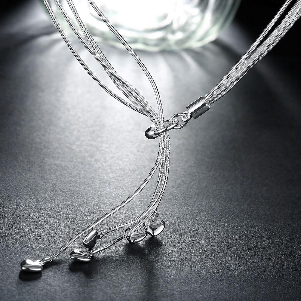 5 Dangling Heart in Silvertone 18", Necklace, Riakoob Jewelry, Riakoob Jewelry jewelryjewelry deals, swarovski crystal jewelry, groupon jewelry,, jewelry for mom,