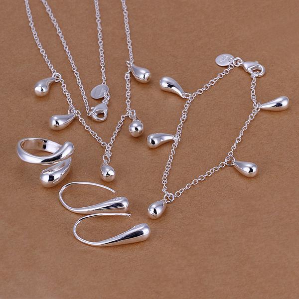 4 Piece Waterdrop Jewelry Silvertone Set in Silvertone ITALY Design
