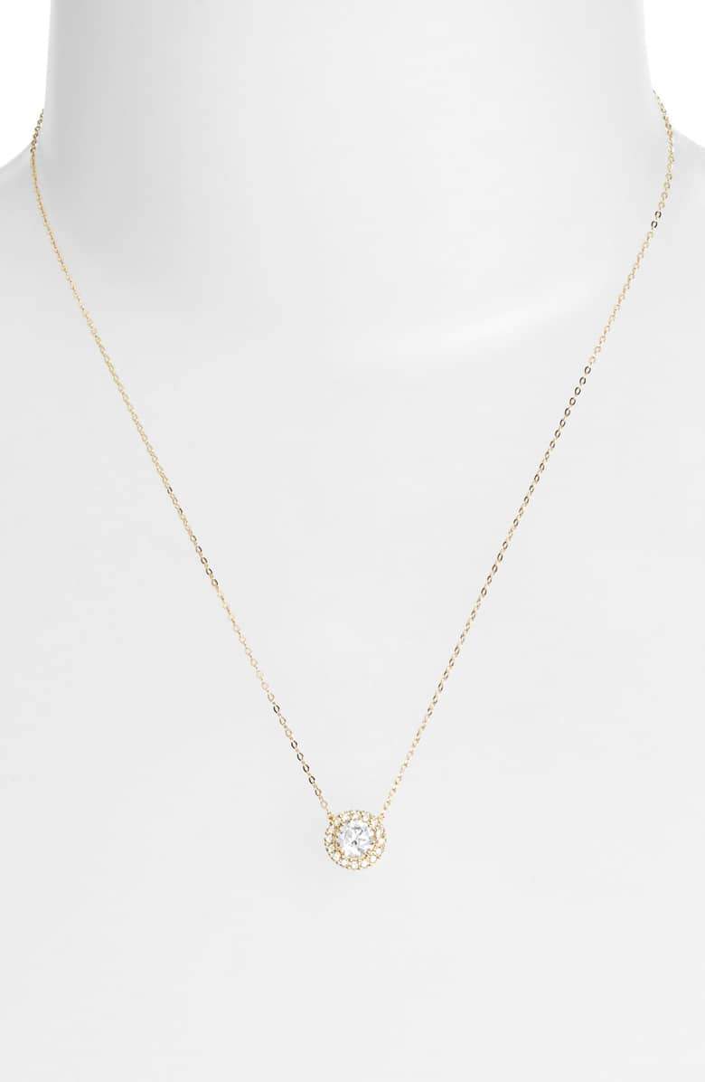 1.00 CT Swarovski Crystal Halo Disc Necklace 18" - Goldtone, Necklace, Riakoob Jewelry, Riakoob Jewelry jewelryjewelry deals, swarovski crystal jewelry, groupon jewelry,, jewelry for mom,