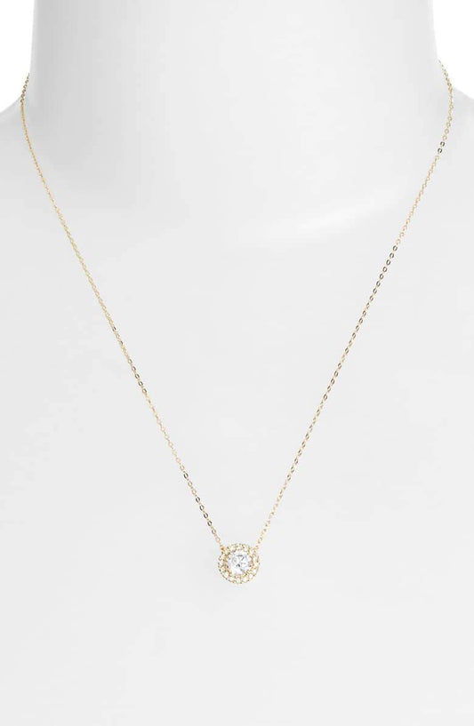 1.00 CT Swarovski Crystal Halo Disc Necklace 18" - Goldtone, Necklace, Riakoob Jewelry, Riakoob Jewelry jewelryjewelry deals, swarovski crystal jewelry, groupon jewelry,, jewelry for mom,