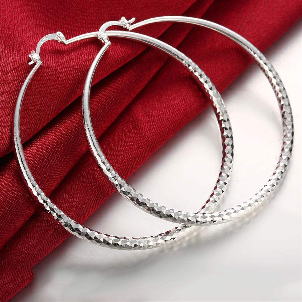 Sleek Silver Plated Roman Ingrain Classic Hoops ITALY Design