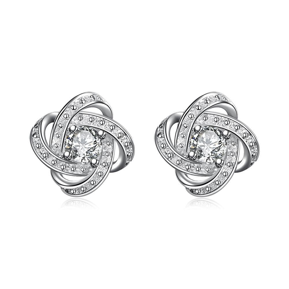 Silvertone Infinity Twist Stud Earring with Luxe Crystals, , Riakoob Jewelry, Riakoob Jewelry jewelryjewelry deals, swarovski crystal jewelry, groupon jewelry,, jewelry for mom,