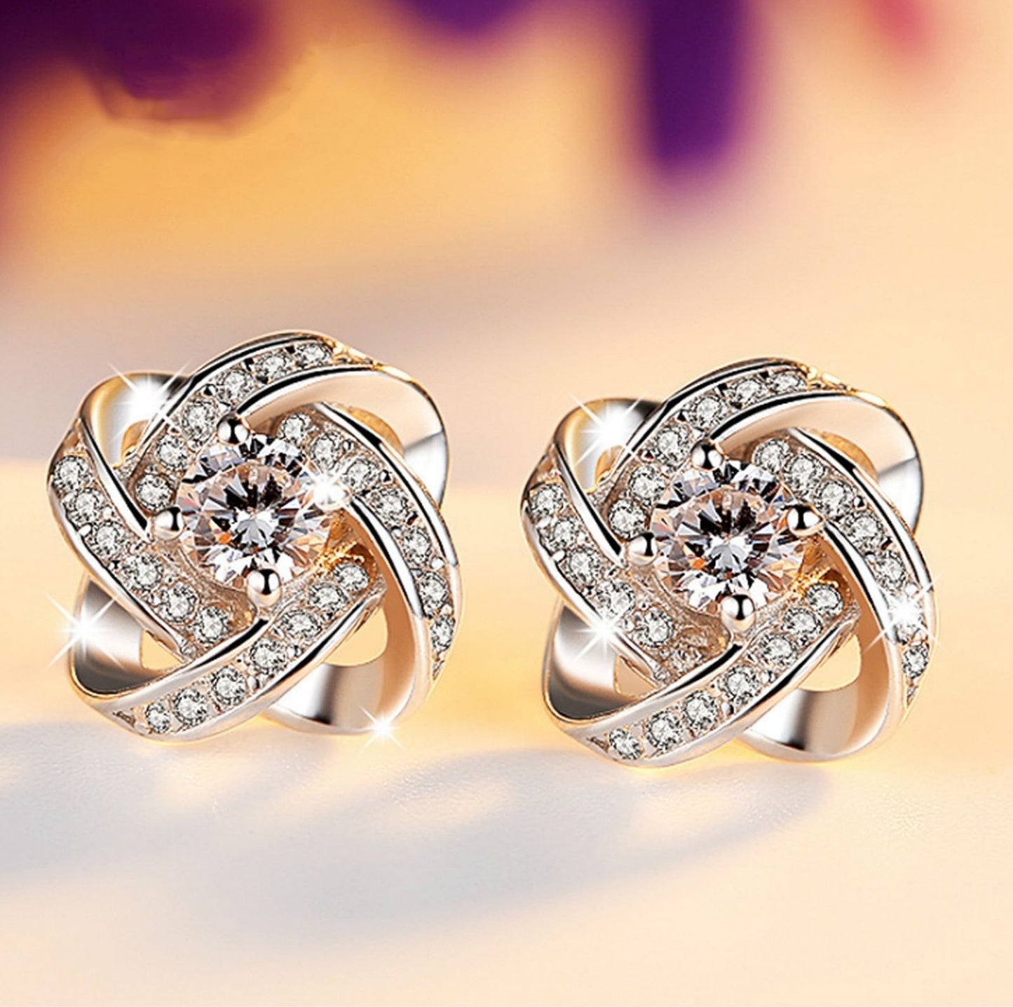 Silvertone Infinity Twist Stud Earring with Luxe Crystals, , Riakoob Jewelry, Riakoob Jewelry jewelryjewelry deals, swarovski crystal jewelry, groupon jewelry,, jewelry for mom,