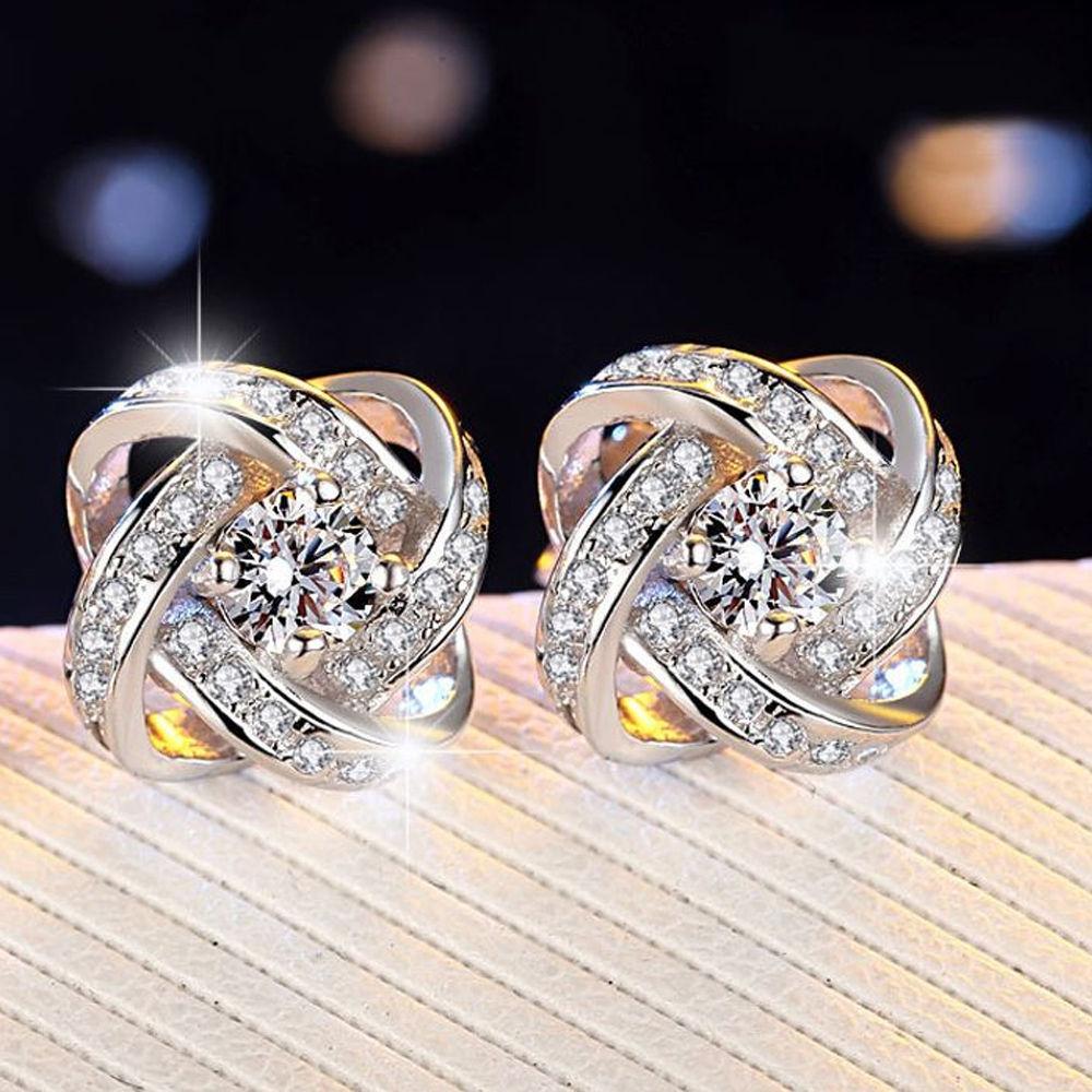 Silvertone Infinity Twist Stud Earring with Luxe Crystals, , Riakoob Jewelry, Riakoob Jewelry jewelryjewelry deals, swarovski crystal jewelry, groupon jewelry,, jewelry for mom,
