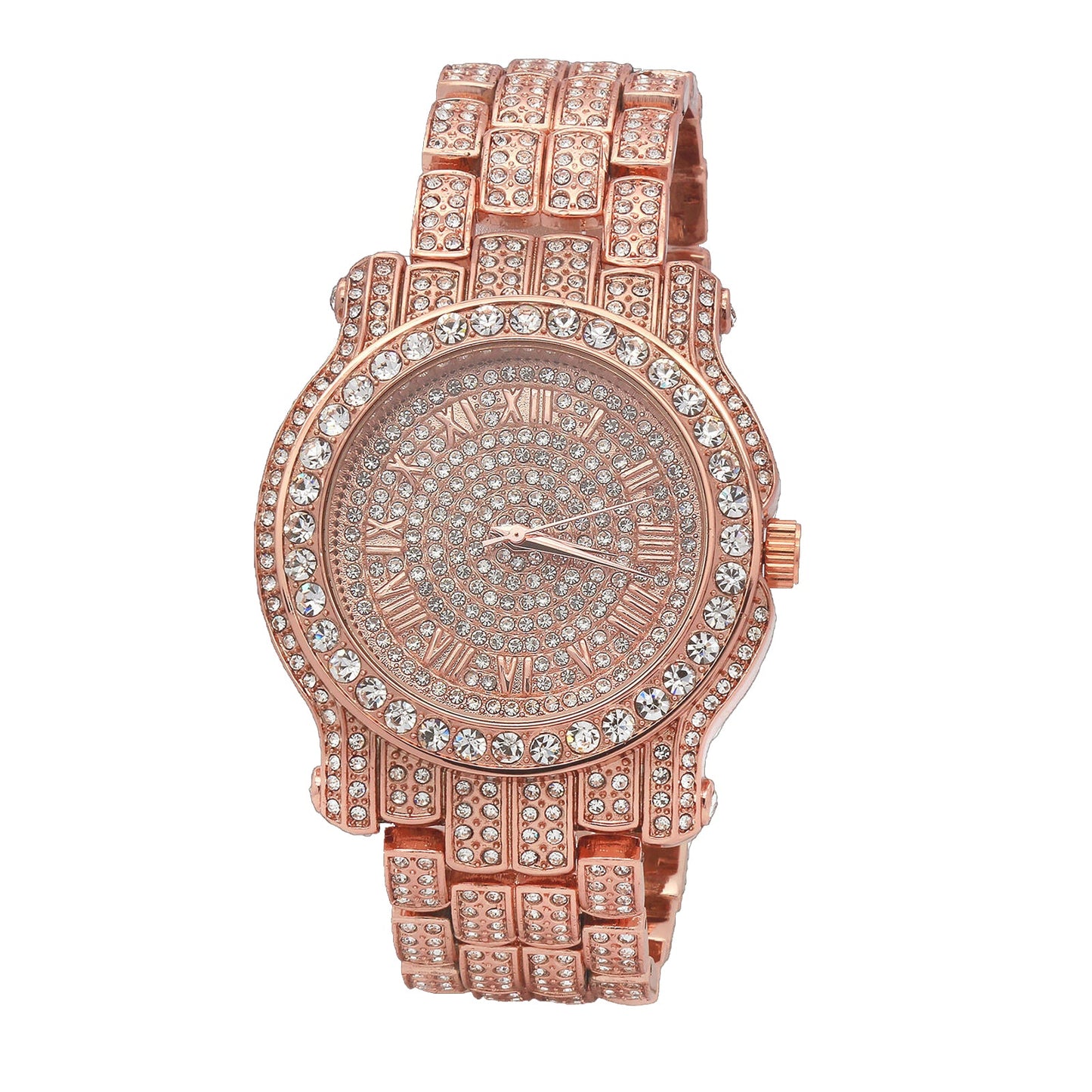 Stainless Steel Goldtone Pave Heavy Metal Band Watch - Iced Put Diamond Watch- Bling Hip Hop