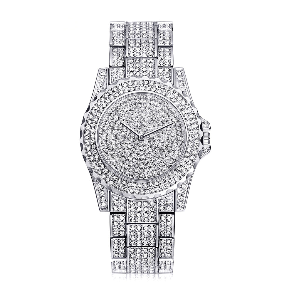 Stainless Steel Goldtone Pave Heavy Metal Band Watch - Iced Put Diamond Watch- Bling Hip Hop