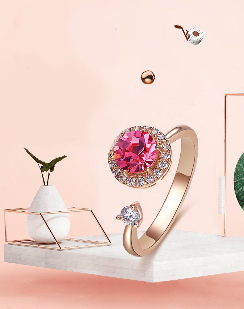 Crystals Pink Topaz Pave Adjustable Ring
