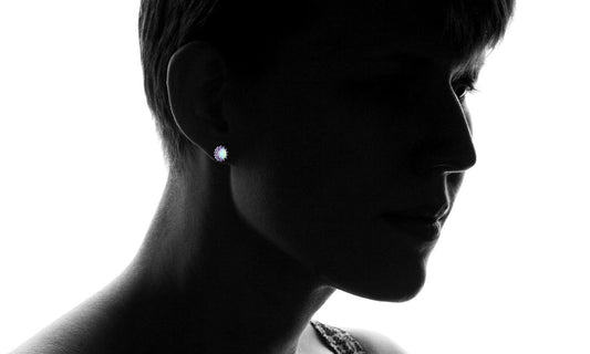 0.25 CTTW White Fire Opal and Amethyst Stud Earrings in Silvertone, Earring, Riakoob Jewelry, Riakoob Jewelry jewelryjewelry deals, swarovski crystal jewelry, groupon jewelry,, jewelry for mom,