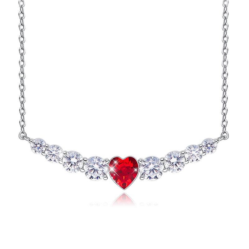 Crystals 8.00 CT Ruby Heart Necklace