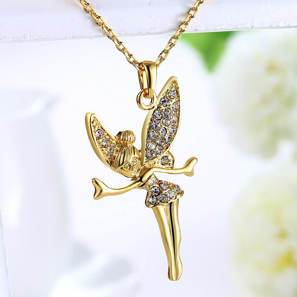 Luxe Elements Pav'e Angel Pendant Necklace in 14K Rose Gold Tone  ITALY Design