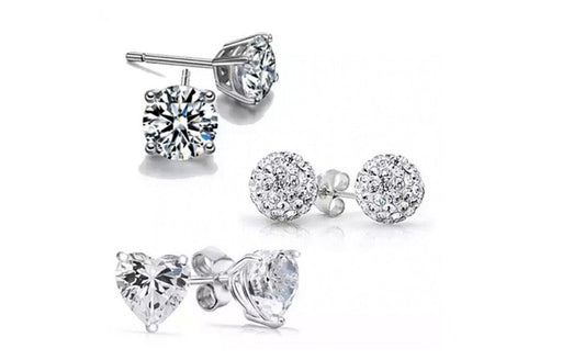 Crystal 3-Pack Stud Earrings Set Made With Luxe Elements ITALY Design