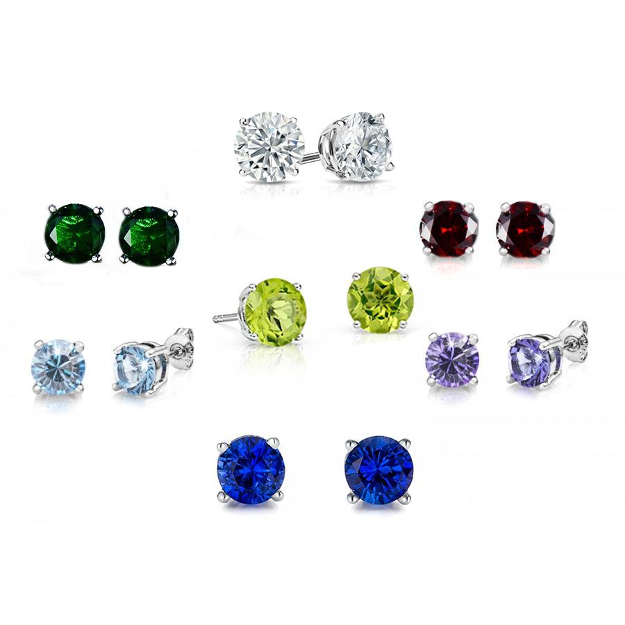 Seven Pairs of 8mm Round Earrings with Crystals from SwarovskiITALY Design
