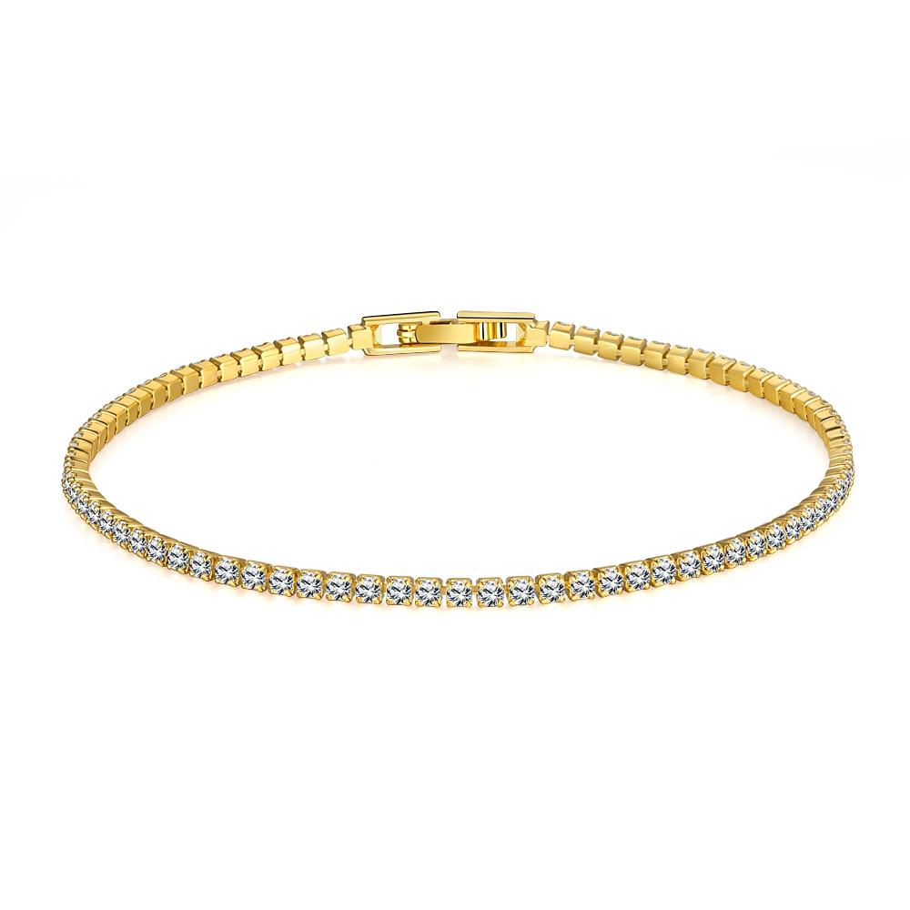 Tennis Necklace and Bracelet Set made With Luxe Crystals with Luxe Box - Goldtone ITALY Design