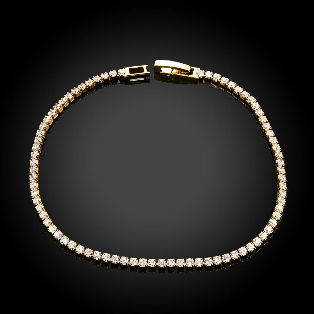 10Ct Tennis Bracelet + Halo Earring+ Necklace With  Crystals - 5 Piece Set with Luxe Box - Goldtone ITALY Design