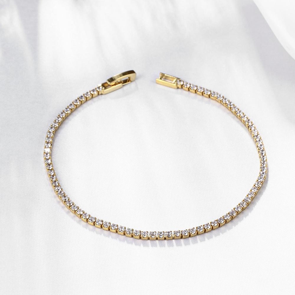 6.00 CT White Topaz Swarovski Crystal 3mm Classic Round Tennis Bracelet - Gold, Bracelet, Riakoob Jewelry, Riakoob Jewelry  jewelryjewelry deals, swarovski crystal jewelry, groupon jewelry,, jewelry for mom, 