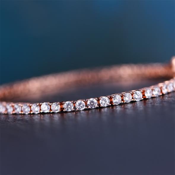 Tennis Necklace and Bracelet Set made With Luxe Crystals with Luxe Box - RoseGoldtone ITALY Design