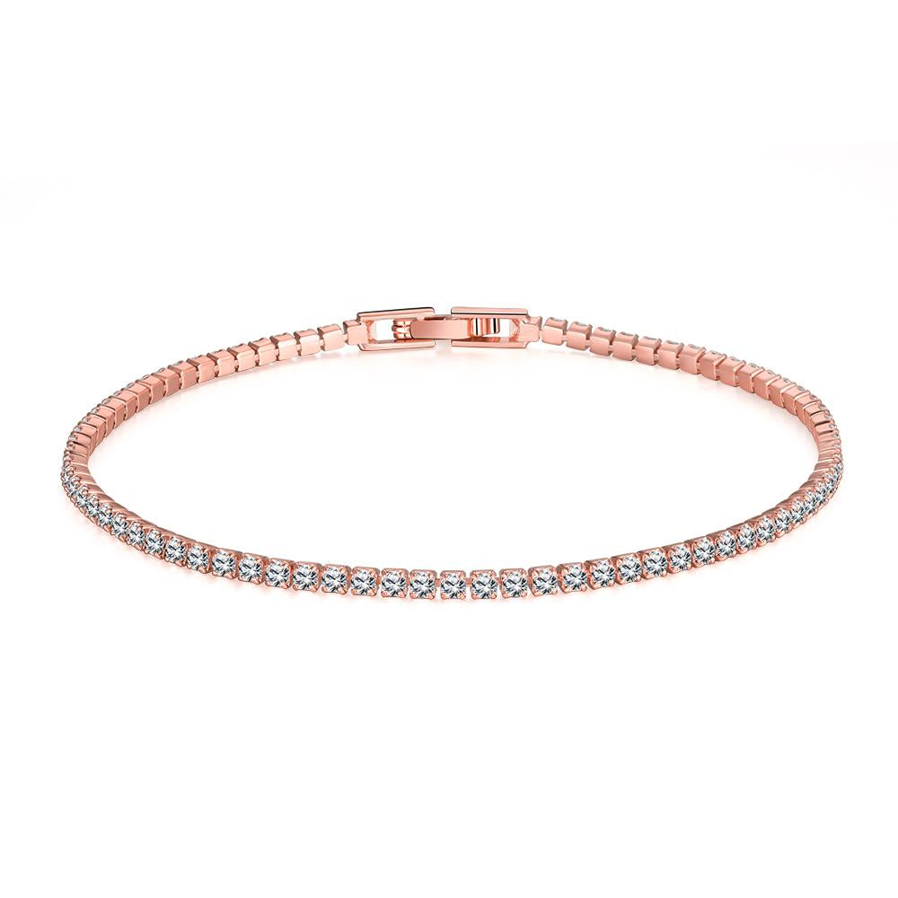 6.00 CT White Topaz Swarovski Crystal 3mm Classic Round Tennis Bracelet - Rose Gold, Bracelet, Riakoob Jewelry, Riakoob Jewelry  jewelryjewelry deals, swarovski crystal jewelry, groupon jewelry,, jewelry for mom, 