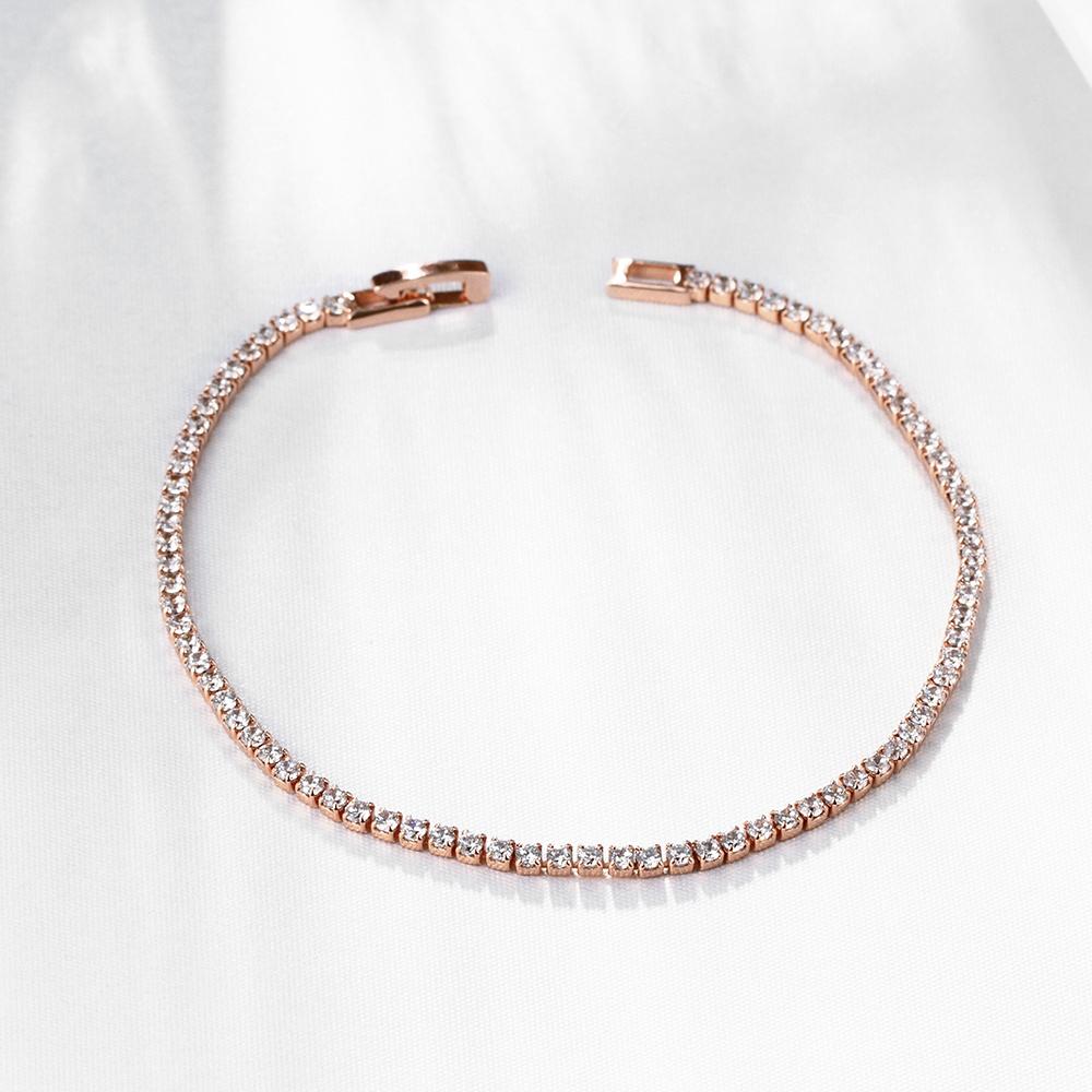 6.00 CT White Topaz Swarovski Crystal 3mm Classic Round Tennis Bracelet - Rose Gold, Bracelet, Riakoob Jewelry, Riakoob Jewelry  jewelryjewelry deals, swarovski crystal jewelry, groupon jewelry,, jewelry for mom, 