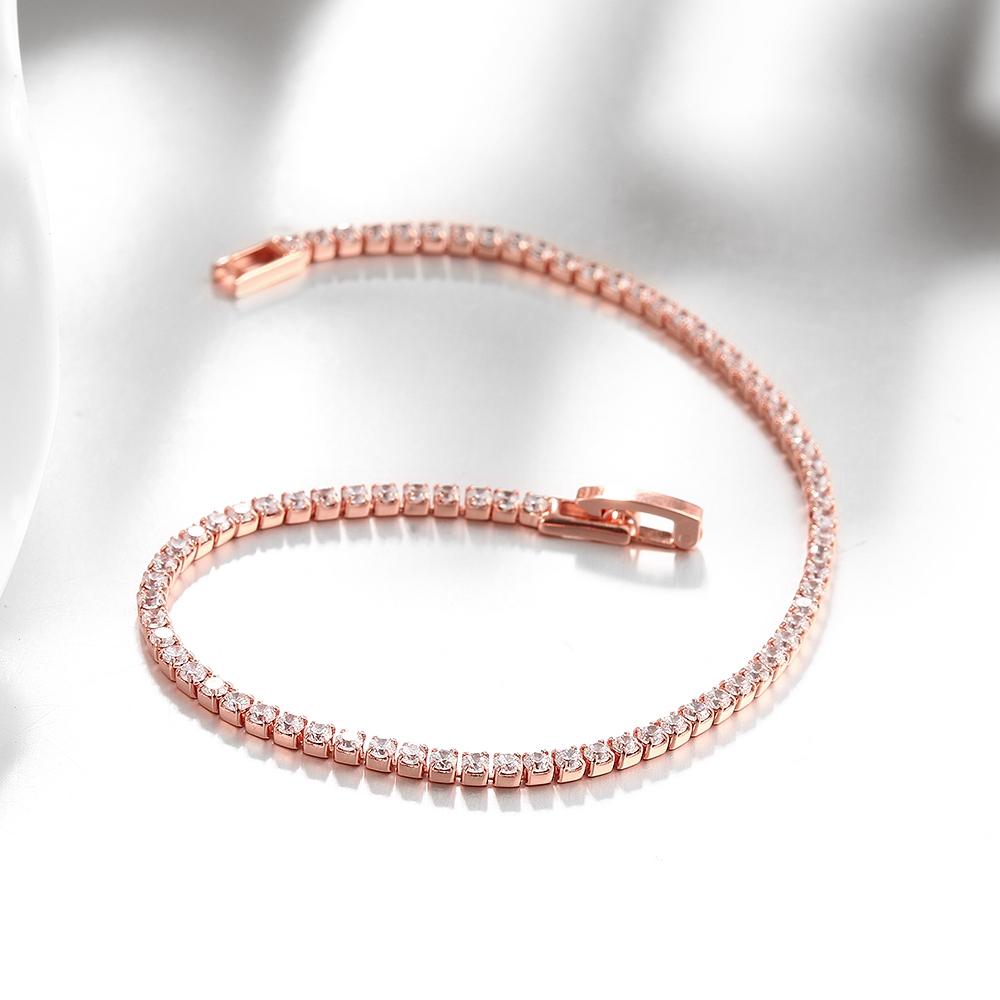 10Ct Tennis Bracelet + Halo Earring+ Necklace With Crystals - 5 Piece Set with Luxe Box - RoseGoldtone Gold ITALY Design