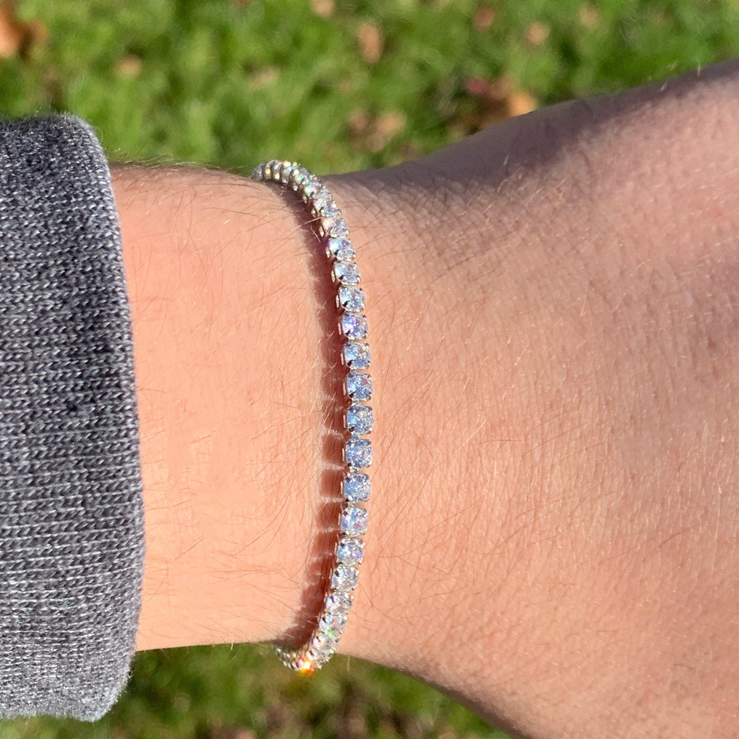 8.00 Cttw  Amethyst Crystal Tennis Bracelet in Silvertone ITALY (10+ Options)