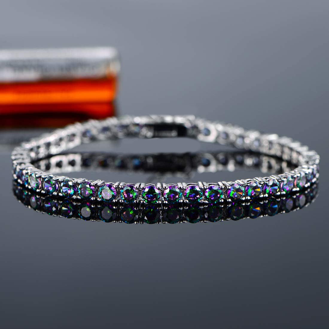 8.00 Cttw  Amethyst Crystal Tennis Bracelet in Silvertone ITALY (10+ Options)