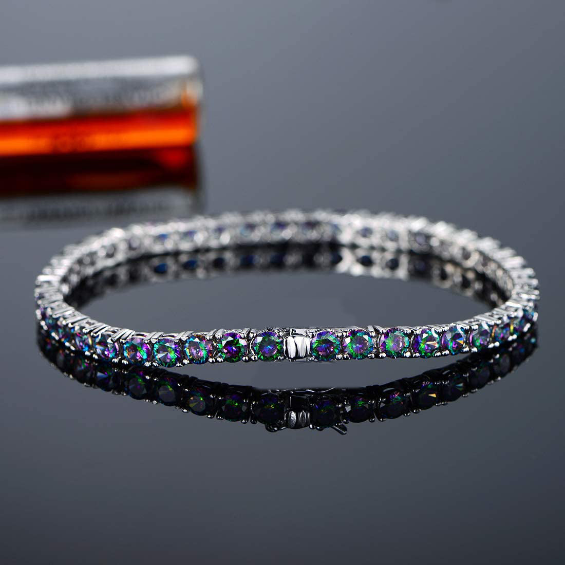 8.00 Cttw  Amethyst Crystal Tennis Bracelet in Silvertone ITALY (10+ Options)