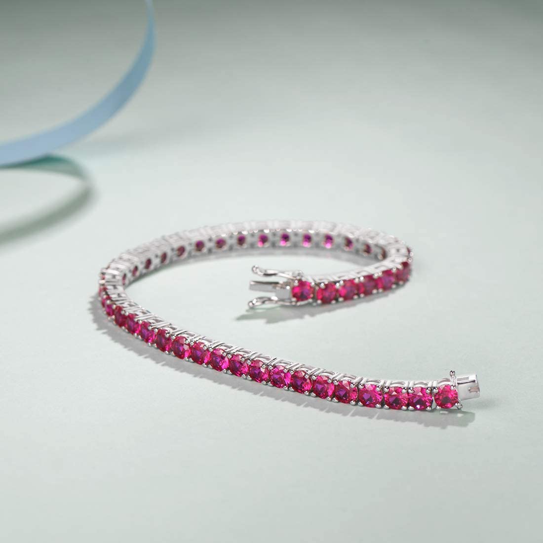 8.00 Cttw  Amethyst Crystal Tennis Bracelet in Silvertone ITALY (10+ Options)